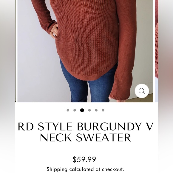 🚨NEW RD Style Cozy Rust V-Neck Knit Sweater - Picture 6 of 6